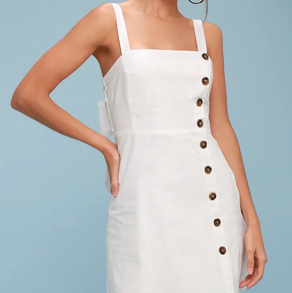 NEW NWT Lulus Louetta White Button-Down Mini Dress - Picture 2 of 10